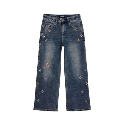 Blue Cotton Bootcut Jeans