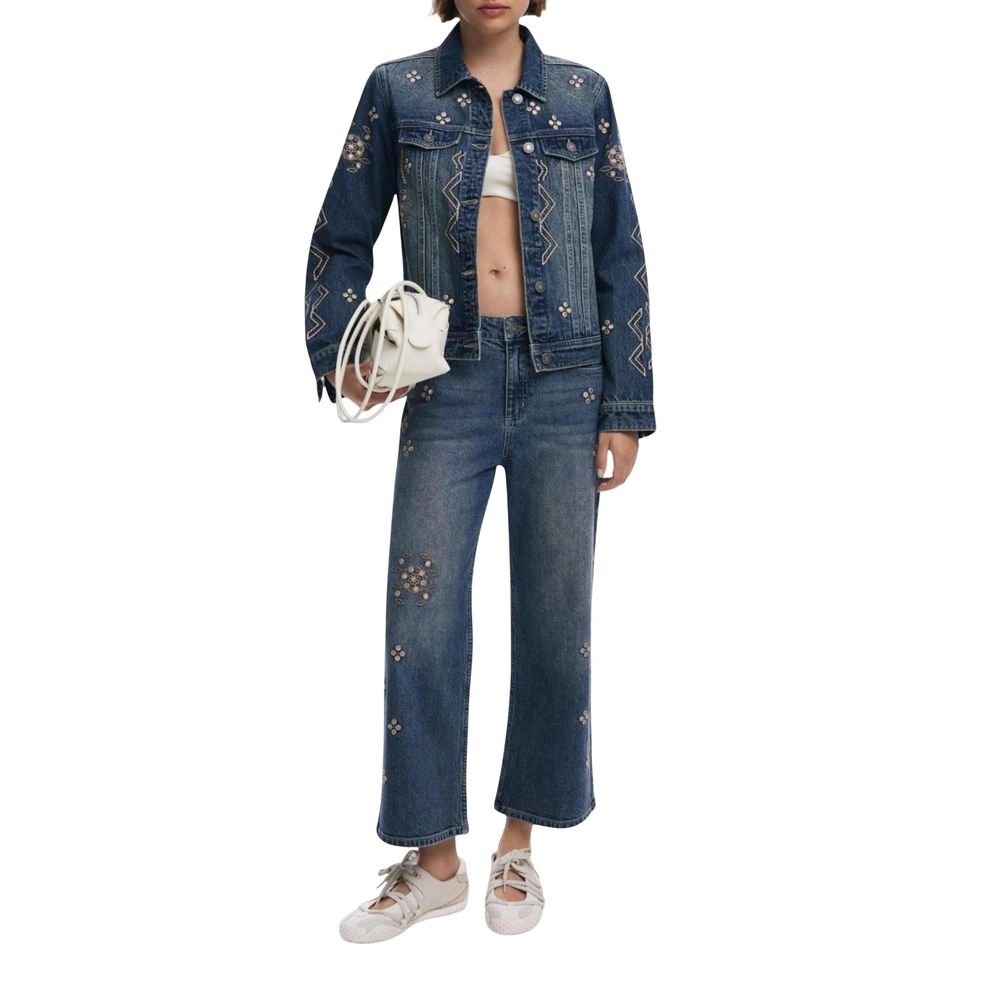 Blue Cotton Bootcut Jeans
