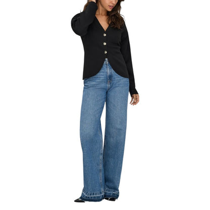 Black Polyester Cardigan