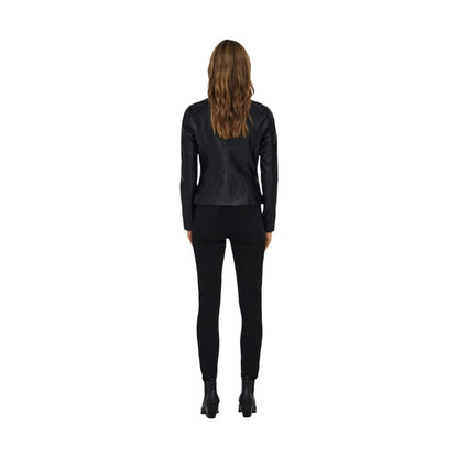 Black Polyester Biker Jacket