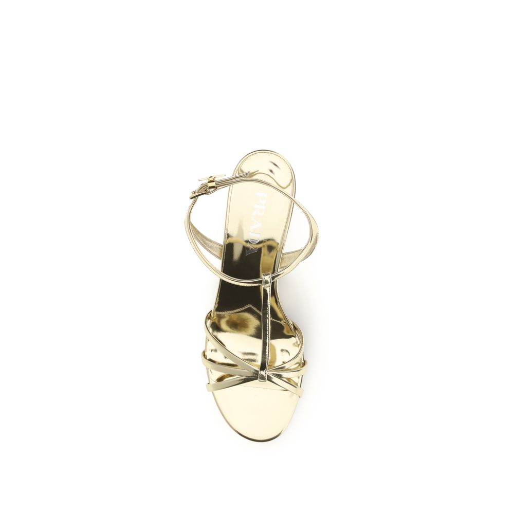 Gold Calf Leather Bos Taurus Wedge Sandals