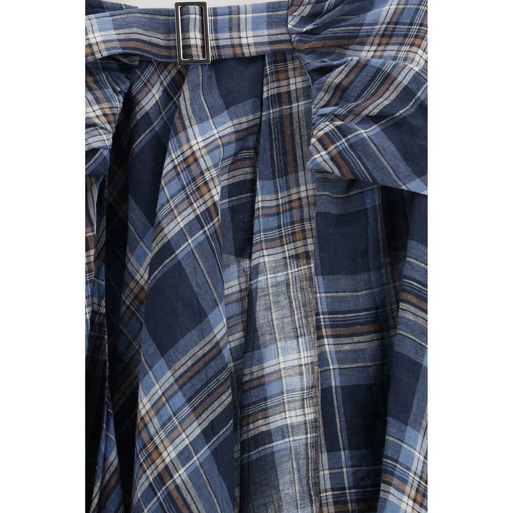 Blue Linen Midi Skirt