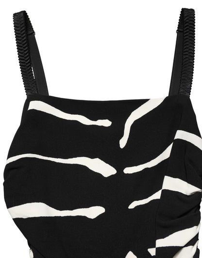 Black White Zebra Print CadyCalf Length Dress