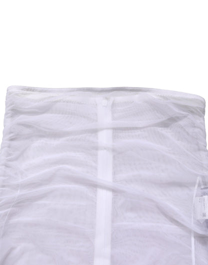 White Sheer Nylon Stretch Sheath Maxi Dress