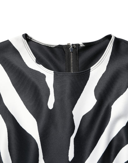 Black White Polyester Zebra Pattern Jumpsuit
