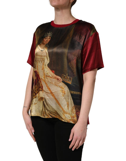 Maroon Royal Crown Dress Queen Painting Silk  T-shirt
