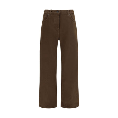 Brown Cotton Straight-Leg Jeans