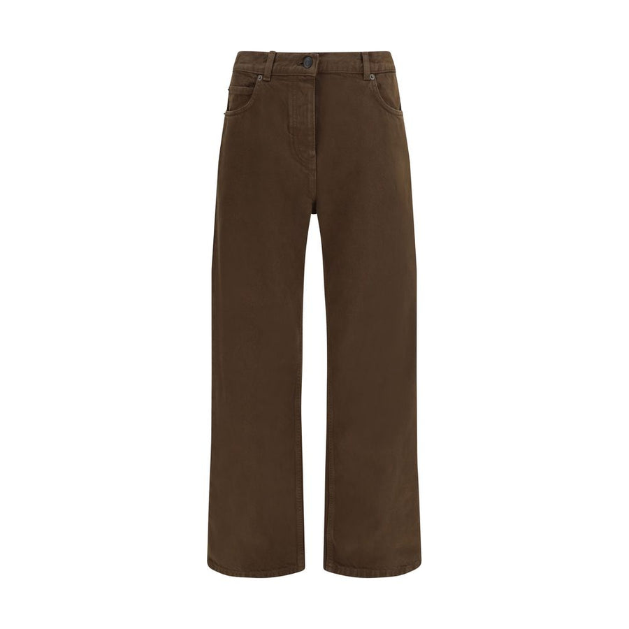 Brown Cotton Straight-Leg Jeans