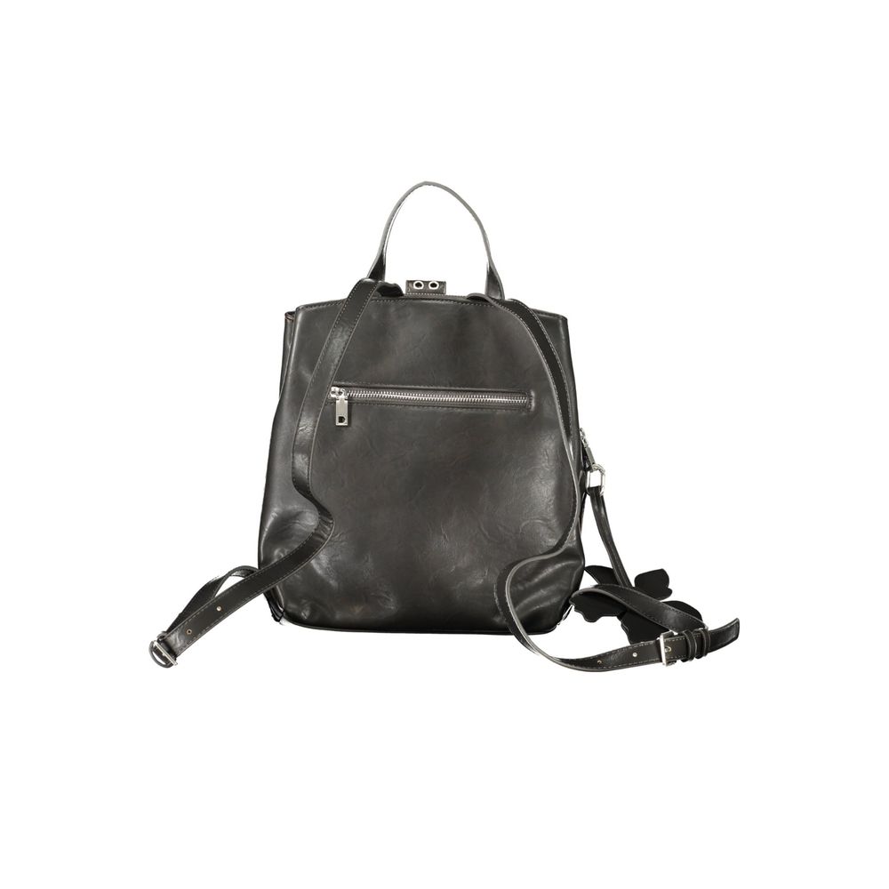 Black Polyurethane Women Backpack