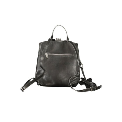 Black Polyurethane Women Backpack
