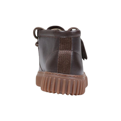 Brown Leather Lace-Up Boots