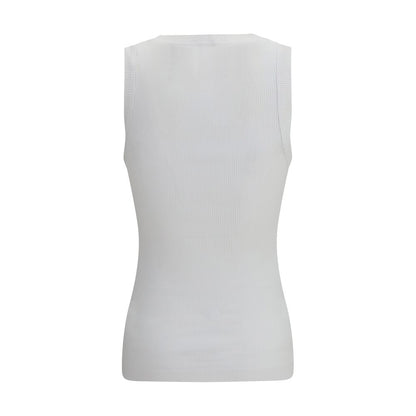 White Cotton Sleeveles T-Shirt