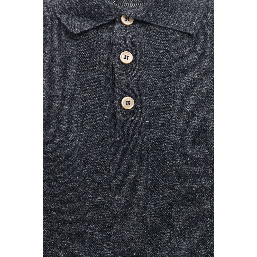 Gray Cotton Polo Shirt
