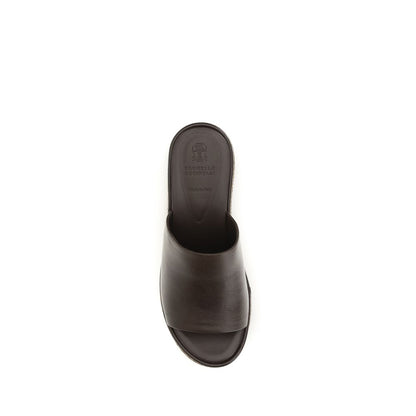 Brown Calf Leather Bos Taurus Platform Sandals