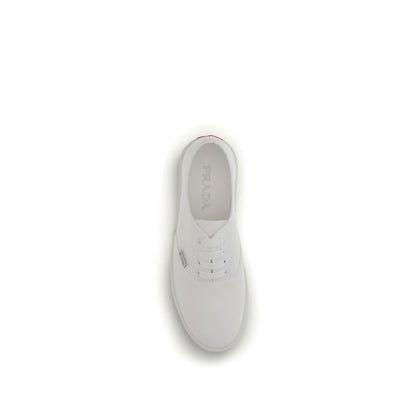 White Cotton Low Top Sneakers