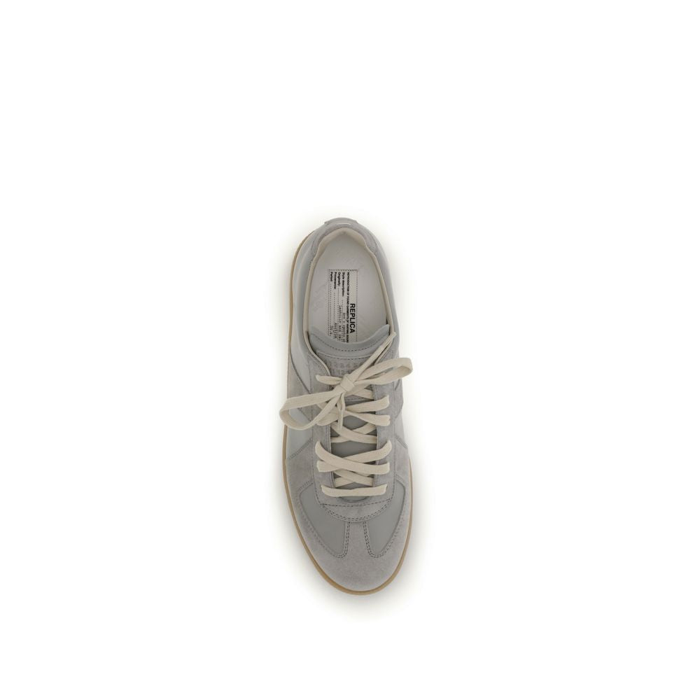 Gray Calf Leather Bos Taurus Low Top Sneakers