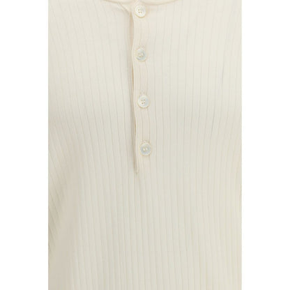 Beige Cotton Long Sleeve T-Shirt