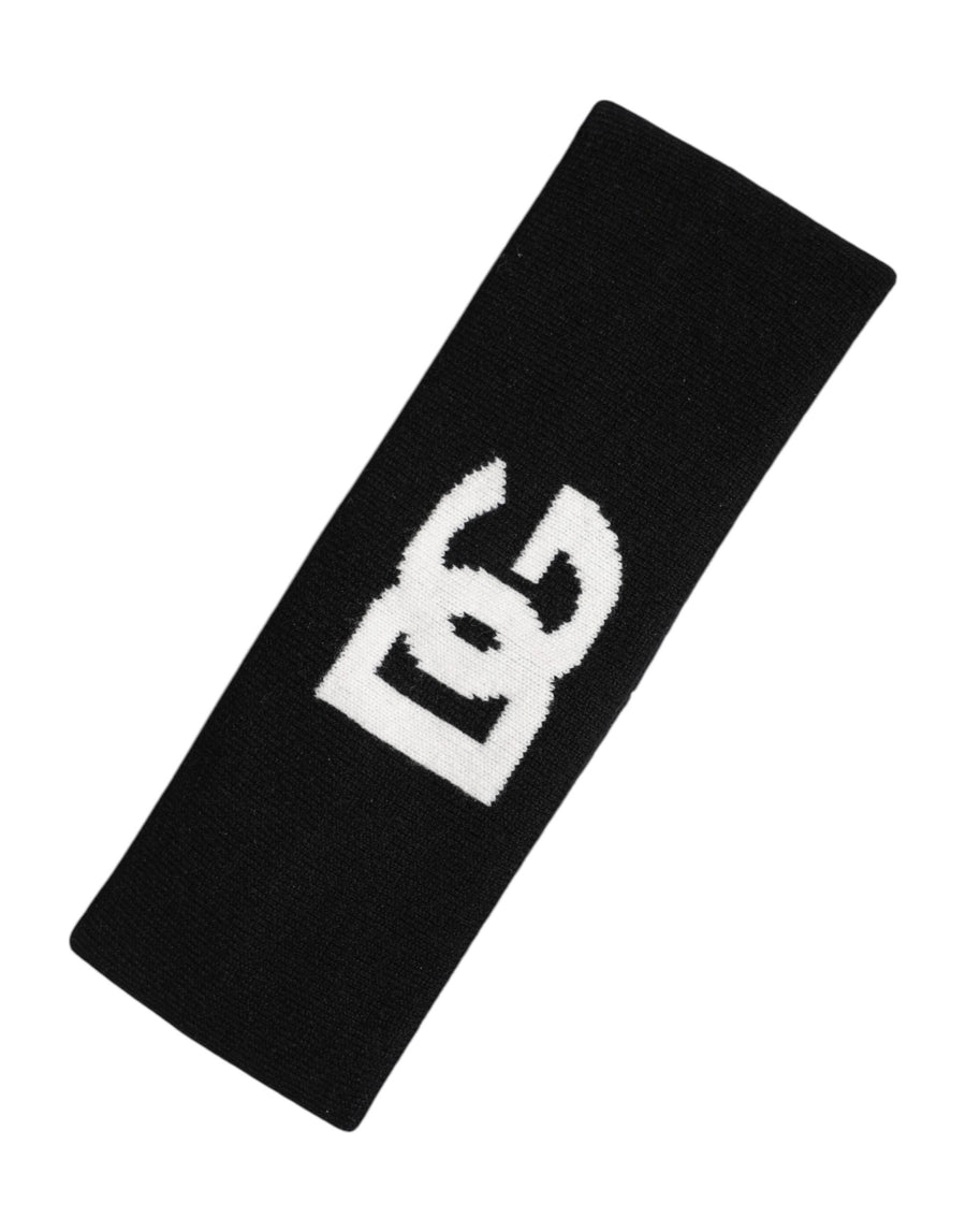 Men Black White Cashmere Logo Head Band Hat