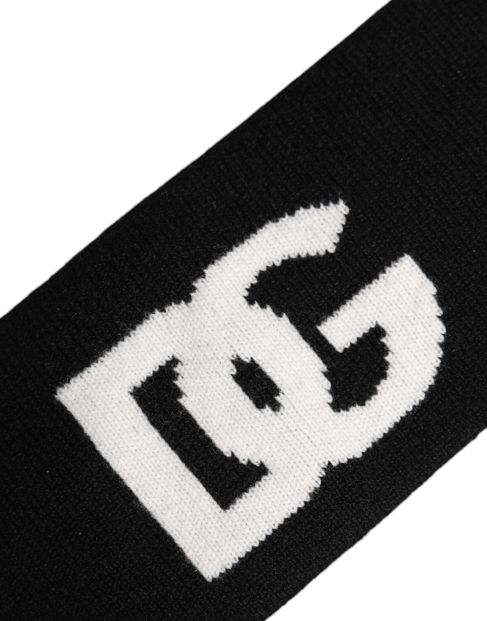 Men Black White Cashmere Logo Head Band Hat