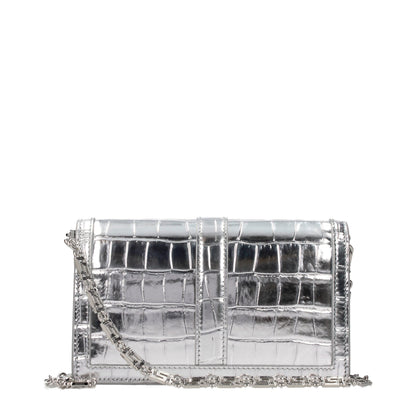 Gray Leather Crossbody Bag