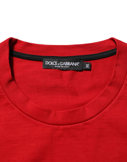 Red DG Eye Print Cotton Crew Neck T-shirt