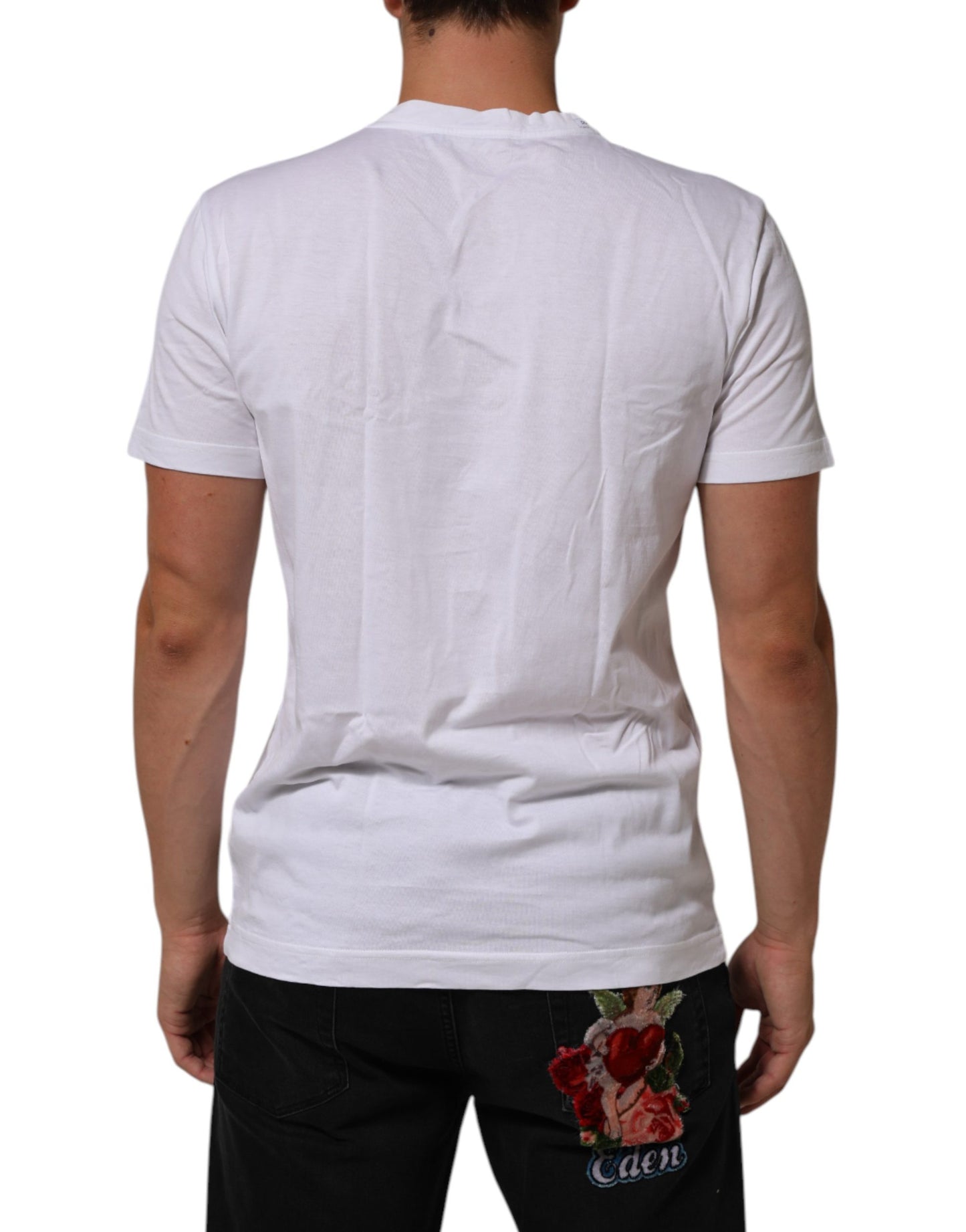 White Cotton DG Love Patch Crew Neck T-shirt