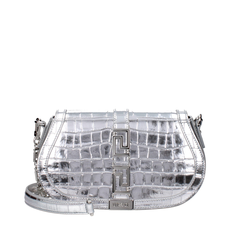 Gray Leather Shoulder Bag
