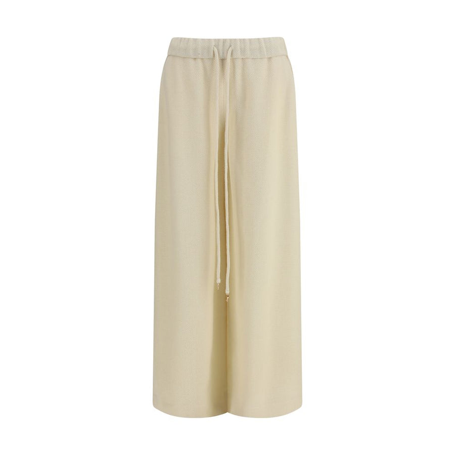 Beige Alpaca Vicugna Pacos Casual Pants