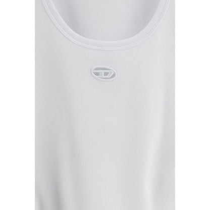 White Cotton Sleeveles T-Shirt