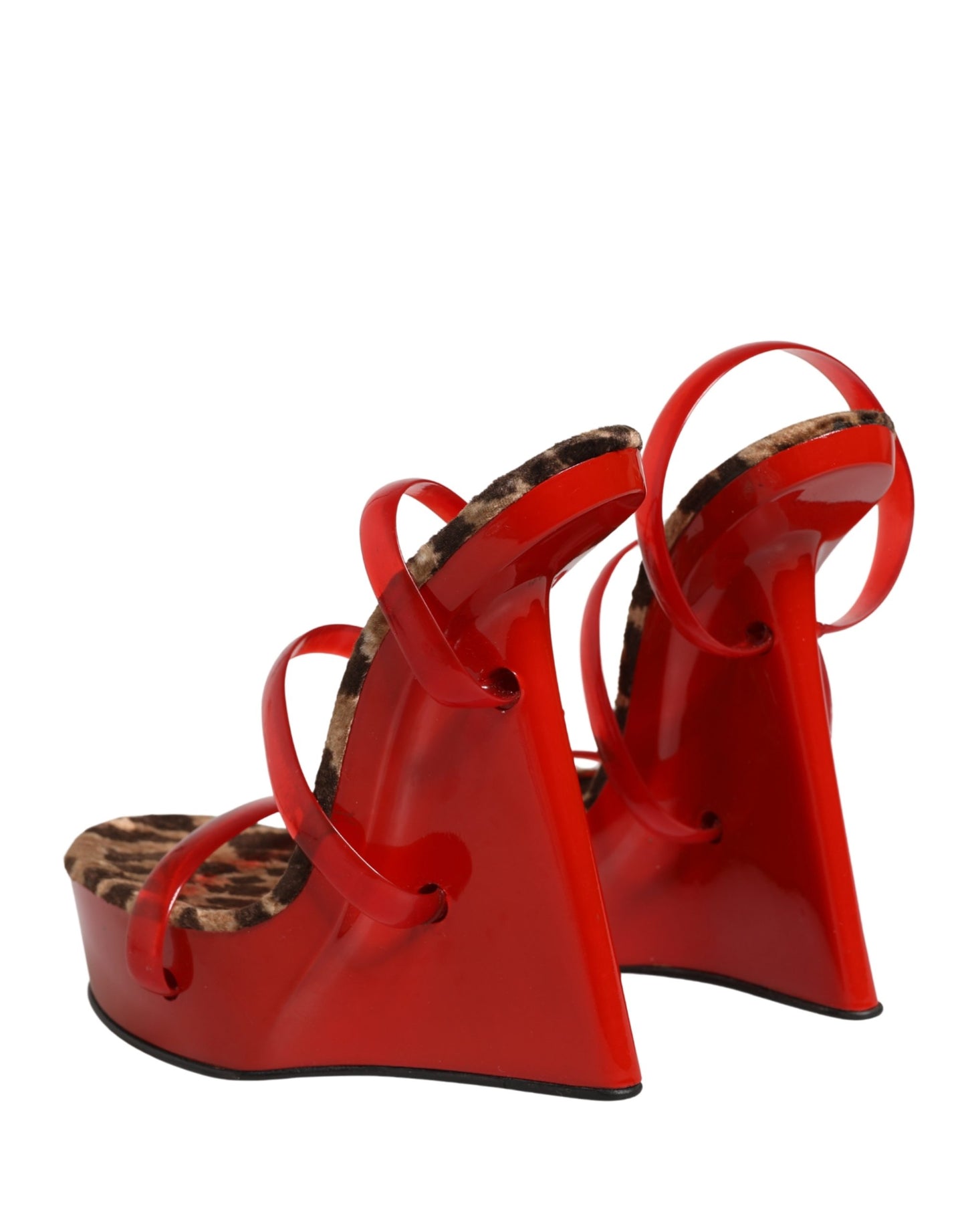 Red Lacquer Platform Wedge Sandals Shoes