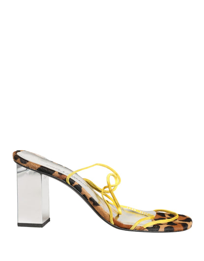 Multicolor Leather Block Heels Sandals Shoes
