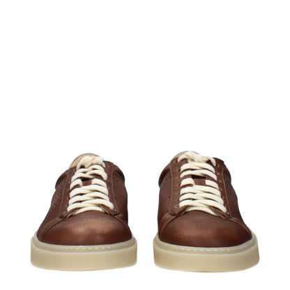 Brown Leather Low Top Sneakers