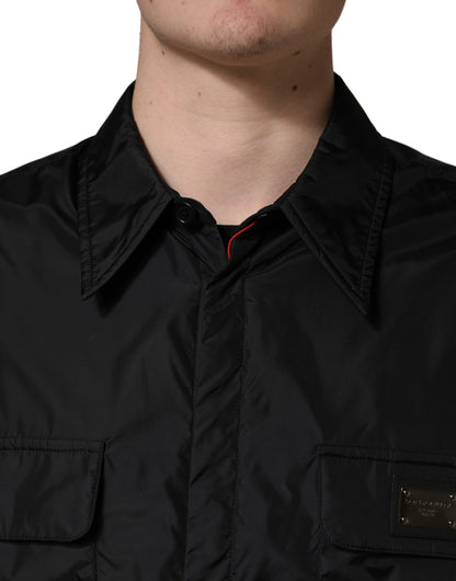 Black Logo Plaque Long Sleeves Shirt Jacket