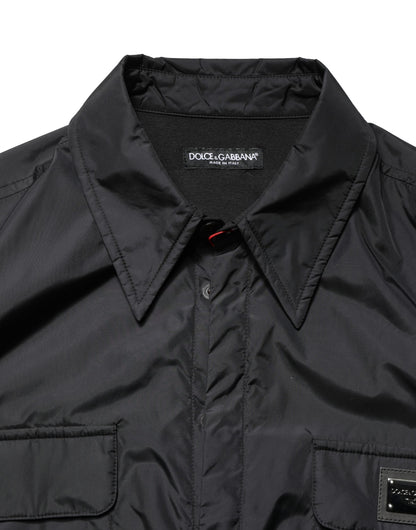 Black Logo Plaque Long Sleeves Shirt Jacket