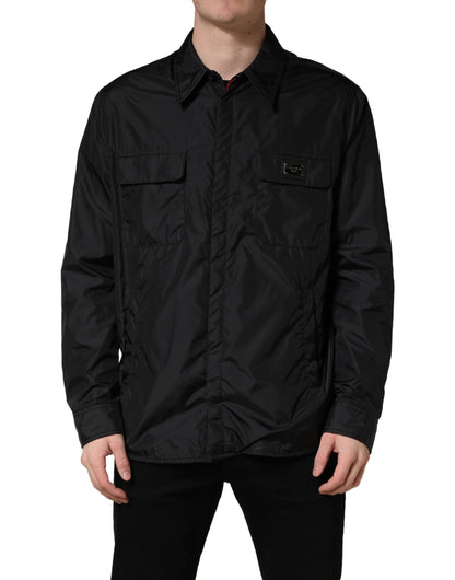Black Logo Plaque Long Sleeves Shirt Jacket
