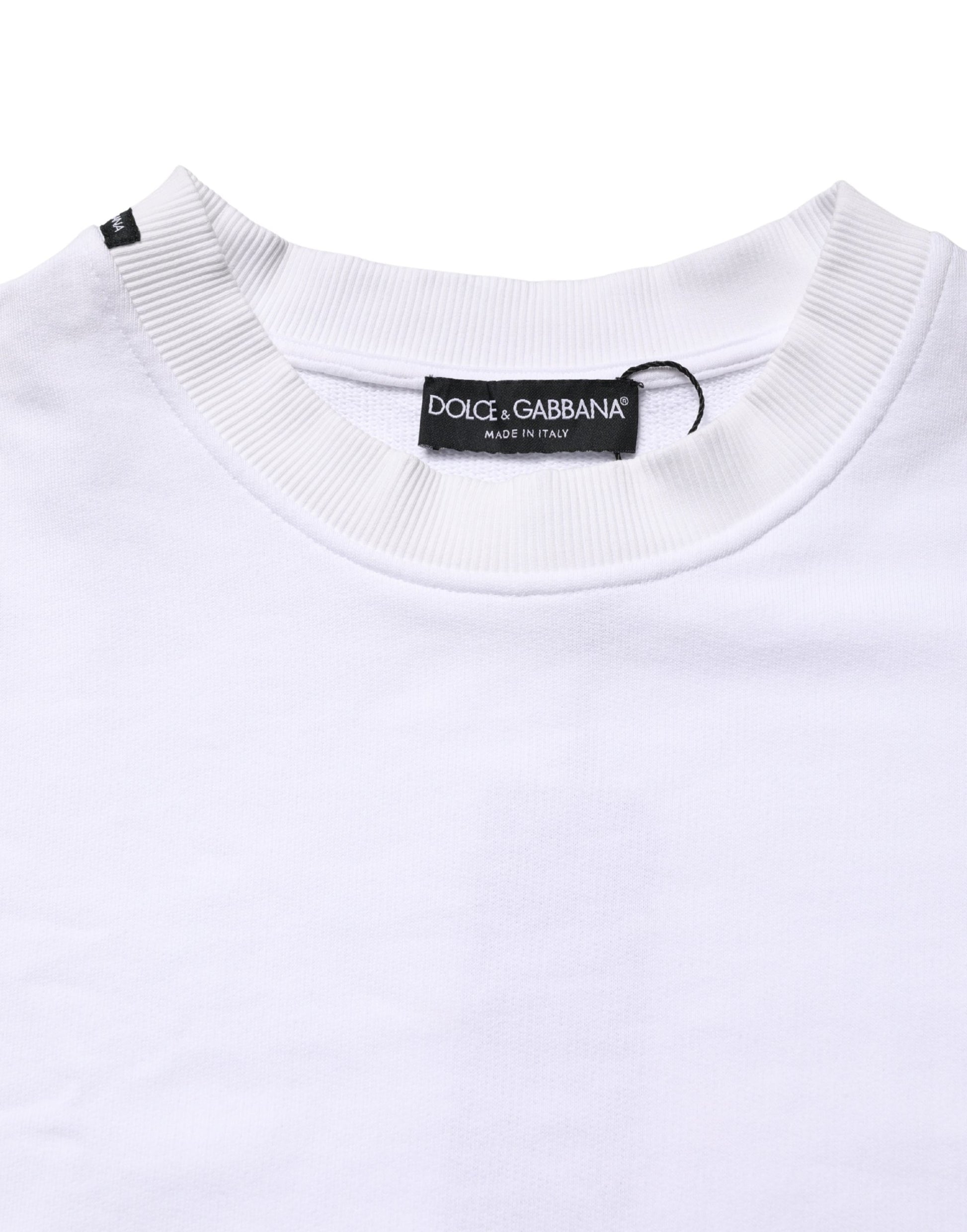 White Cotton Crew Neck Sweatshirt Sweater