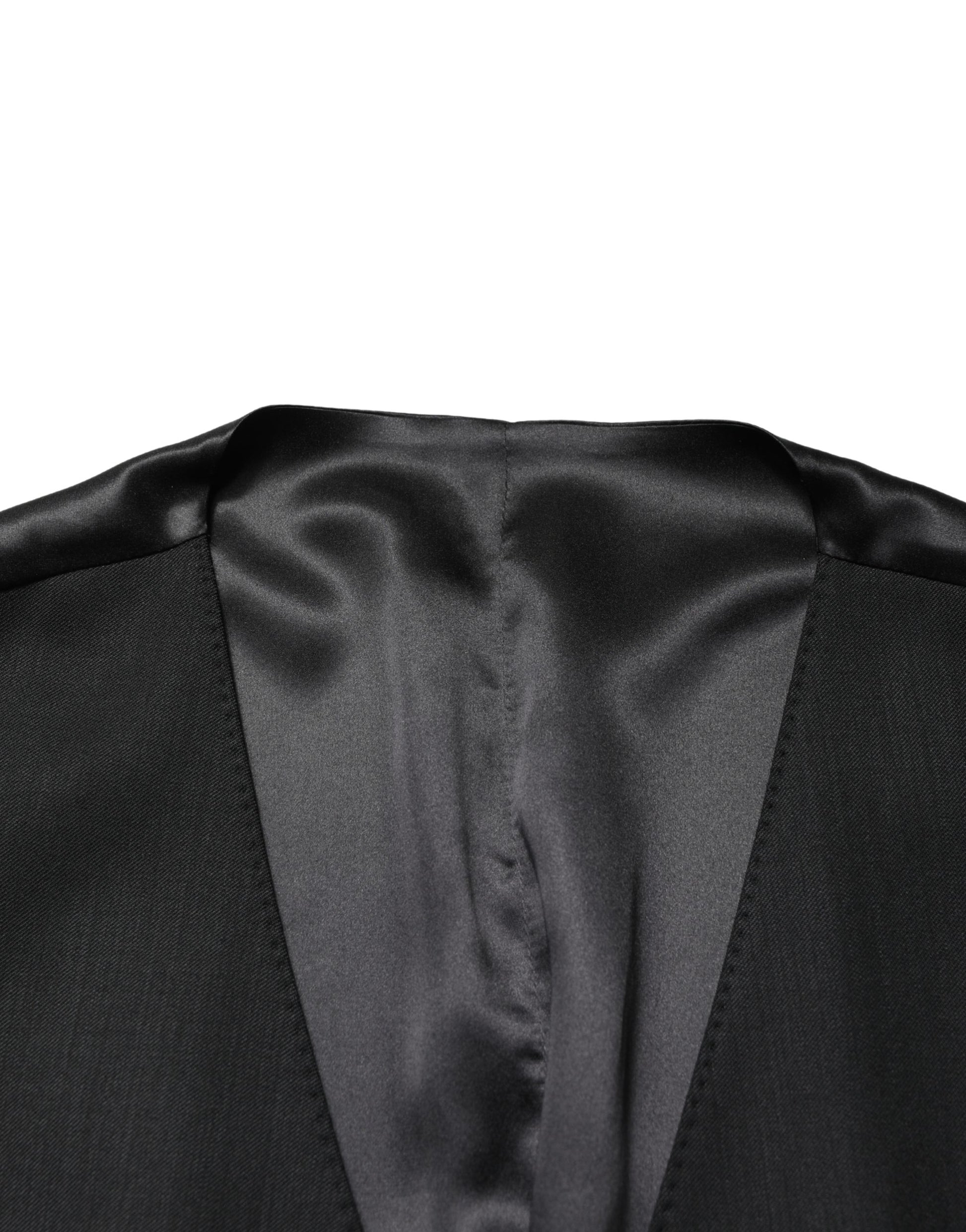 Black Wool Single Breasted Men Waistcoat Vest