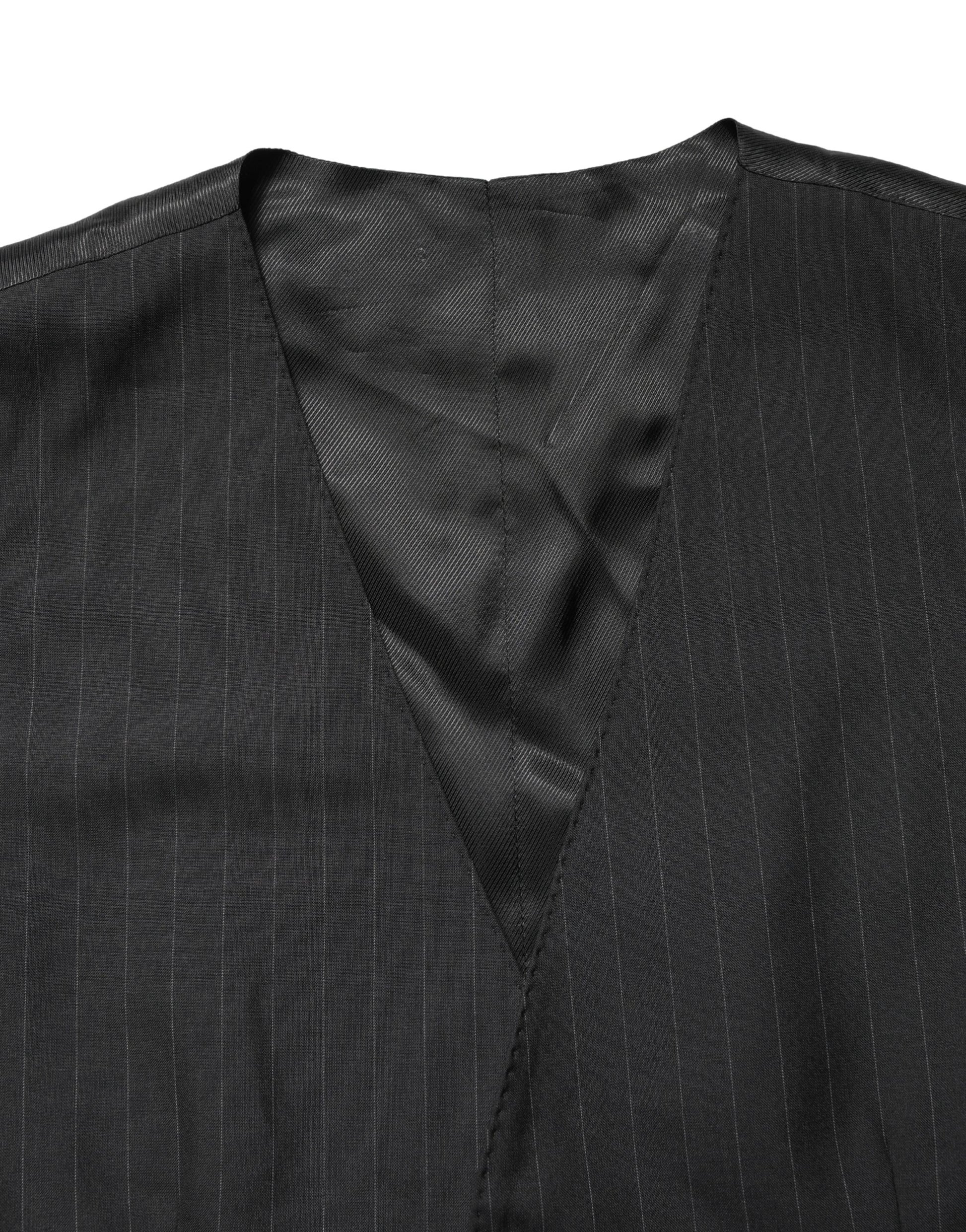 Black Stripe Single Breasted Waistcoat Vest