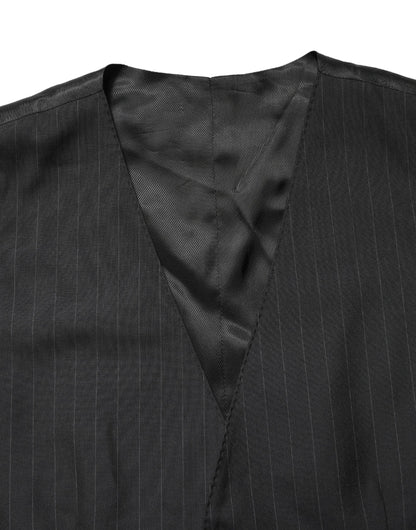 Black Stripe Single Breasted Waistcoat Vest
