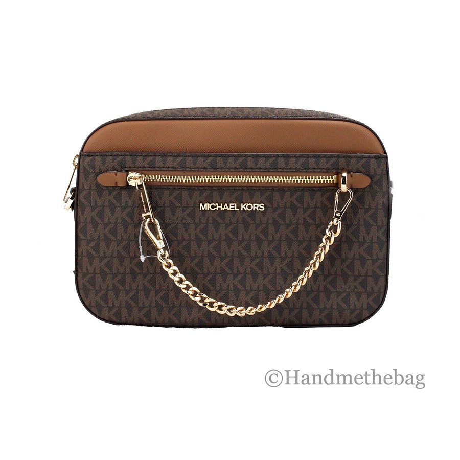 Michael Kors Women'S Jet Set Signature PVC Crossbody Bag, Brown