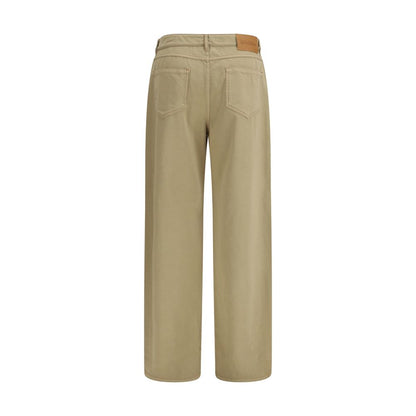 Beige Cotton Casual Pants
