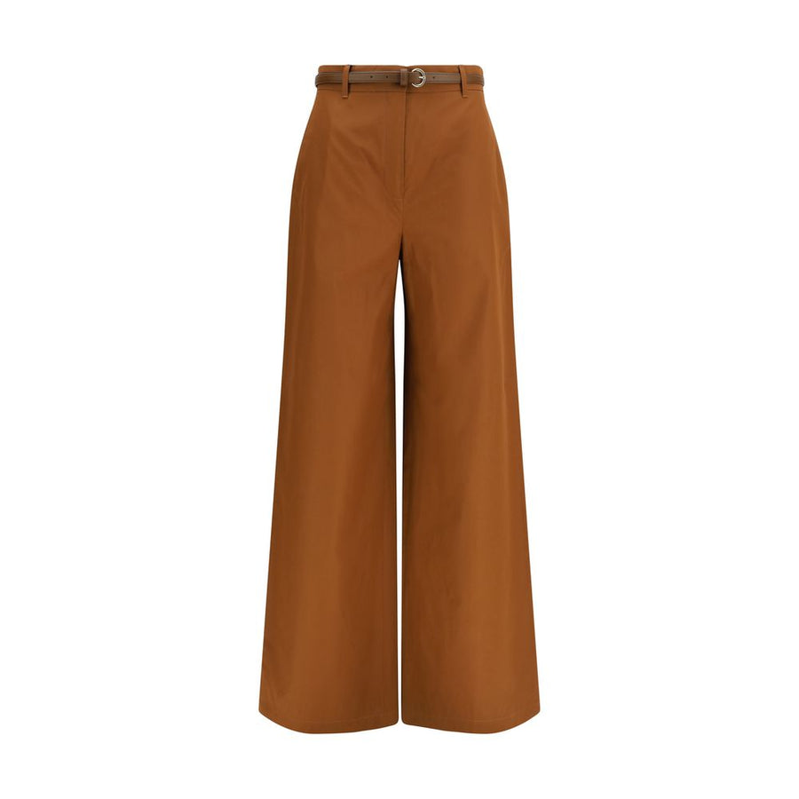 Brown Cotton Casual Pants