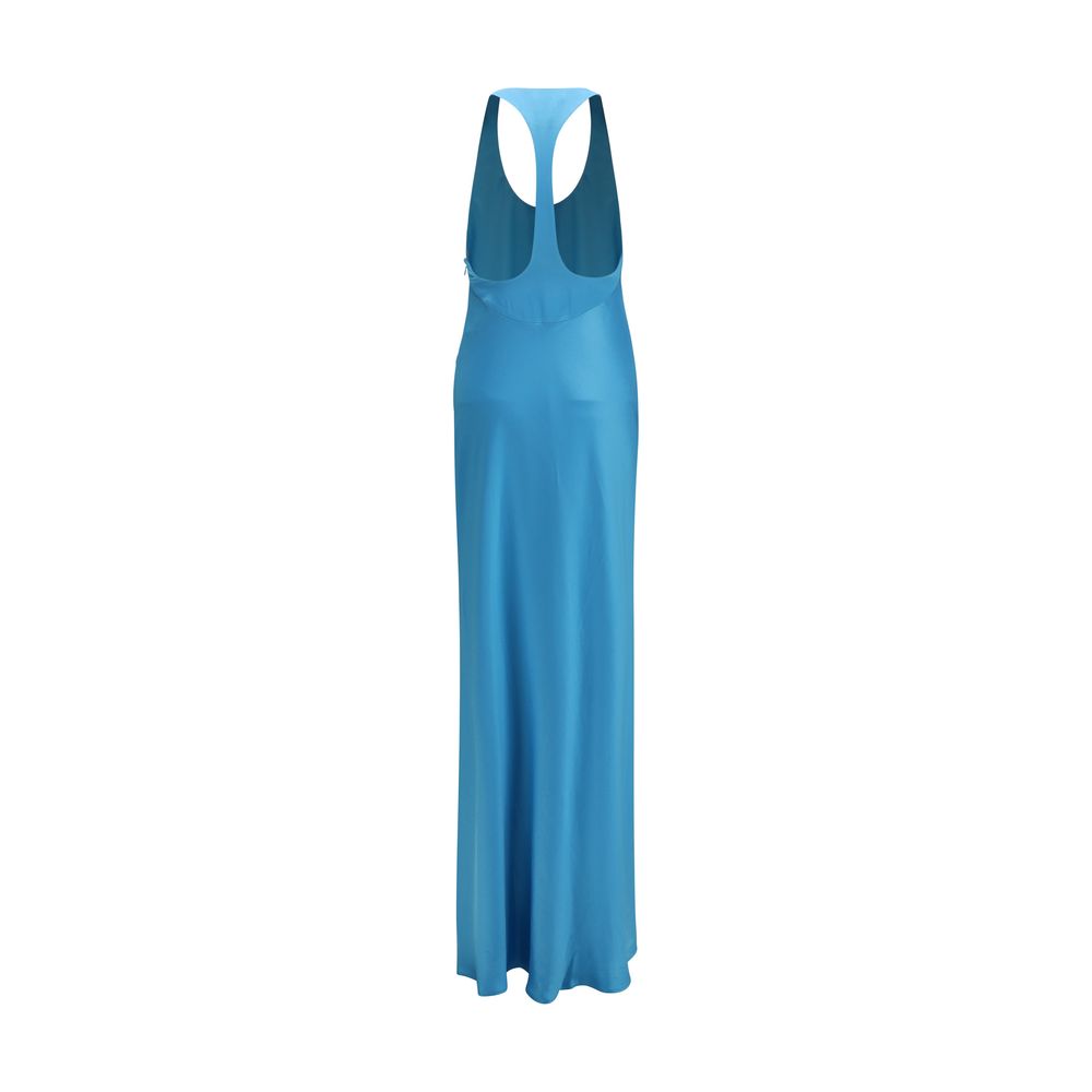 Blue Silk Casual Dress