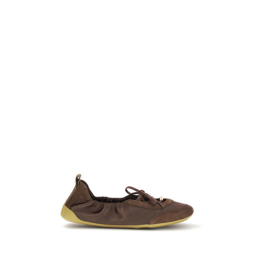 Brown Polyester Ballet Flats