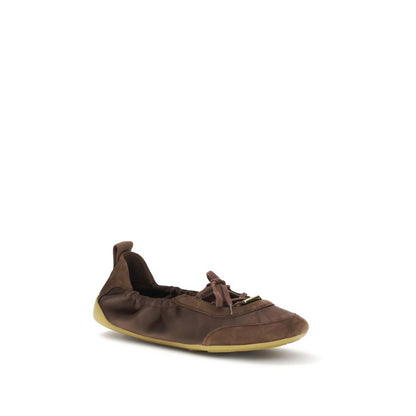 Brown Polyester Ballet Flats