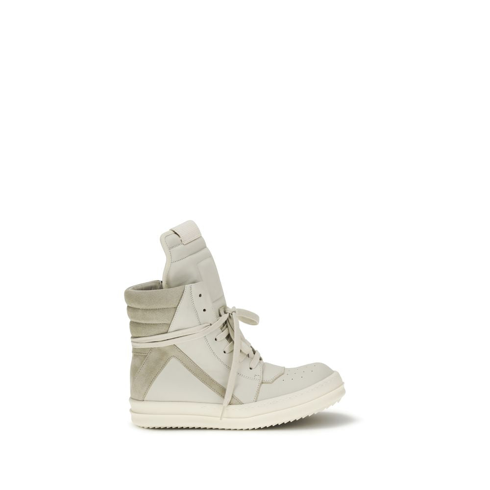 Beige Calf Leather Bos Taurus High Top Sneakers