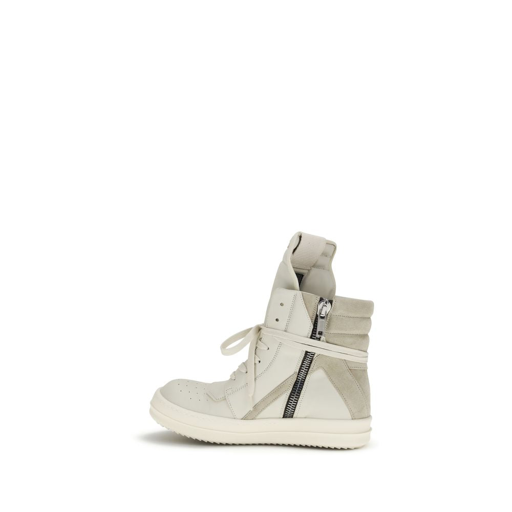 Beige Calf Leather Bos Taurus High Top Sneakers