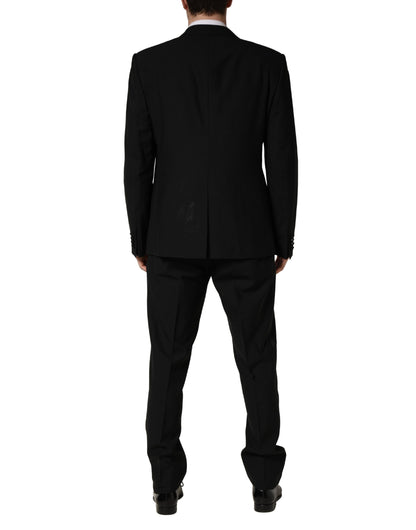 Black Wool Silk Saxophone Slim Fit 3Pc Suit