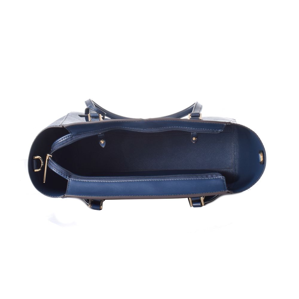 Blue Leather Tote Bag