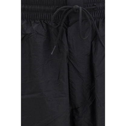Black Nylon Casual Pants
